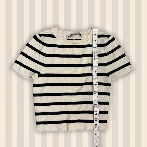 ZARA cream + black striped baby tee 🖤 - Picture 5 of 5